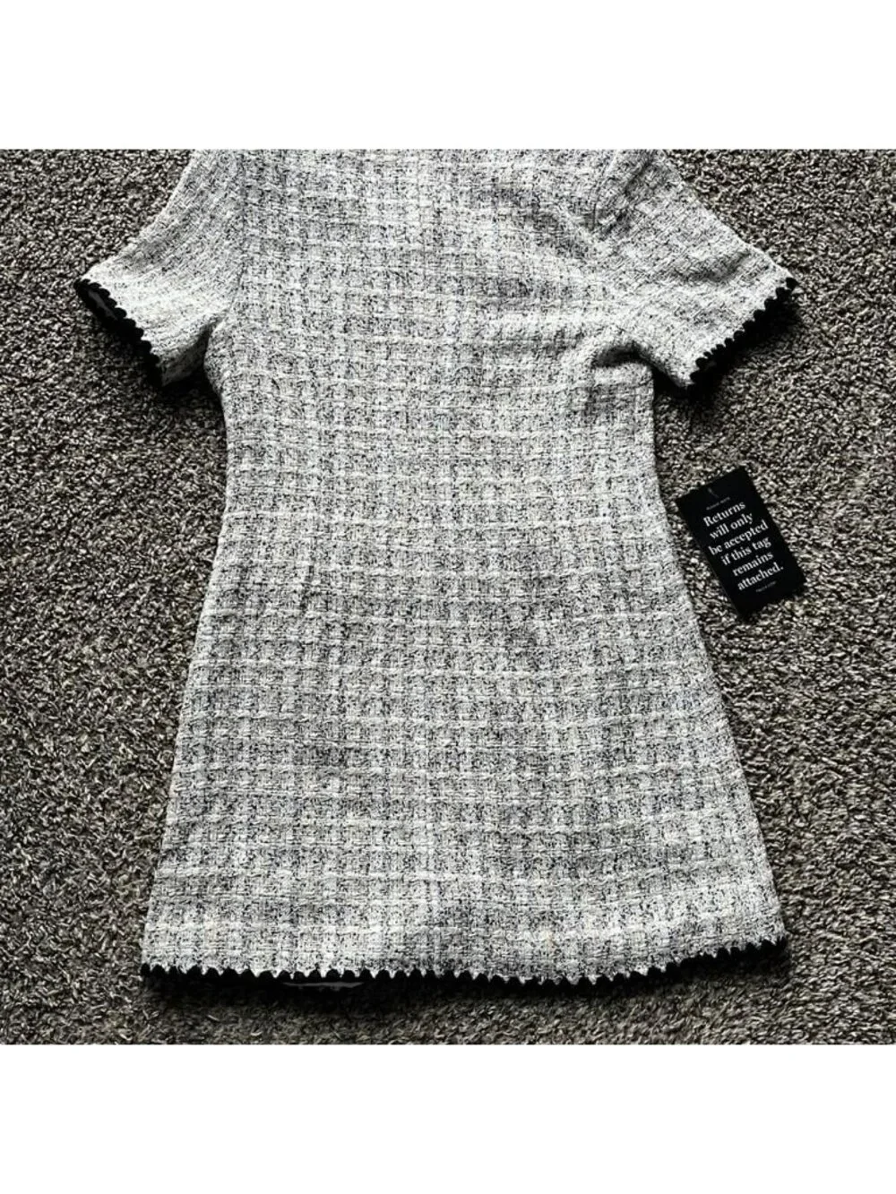 NWT Pomander Place Tuckernuck Josephine Black Gray Med Tweed Dress Elegant Chic - Picture 5 of 8